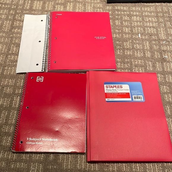 Staple Office Comboof Red 2 Pocket Heavy Duty Folder And And 3